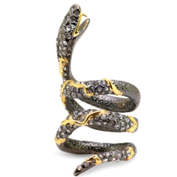 ALEXIS BITTAR Jardin de Papillon Crystal Coiled Fang Snake Serpent Ring Sz 7